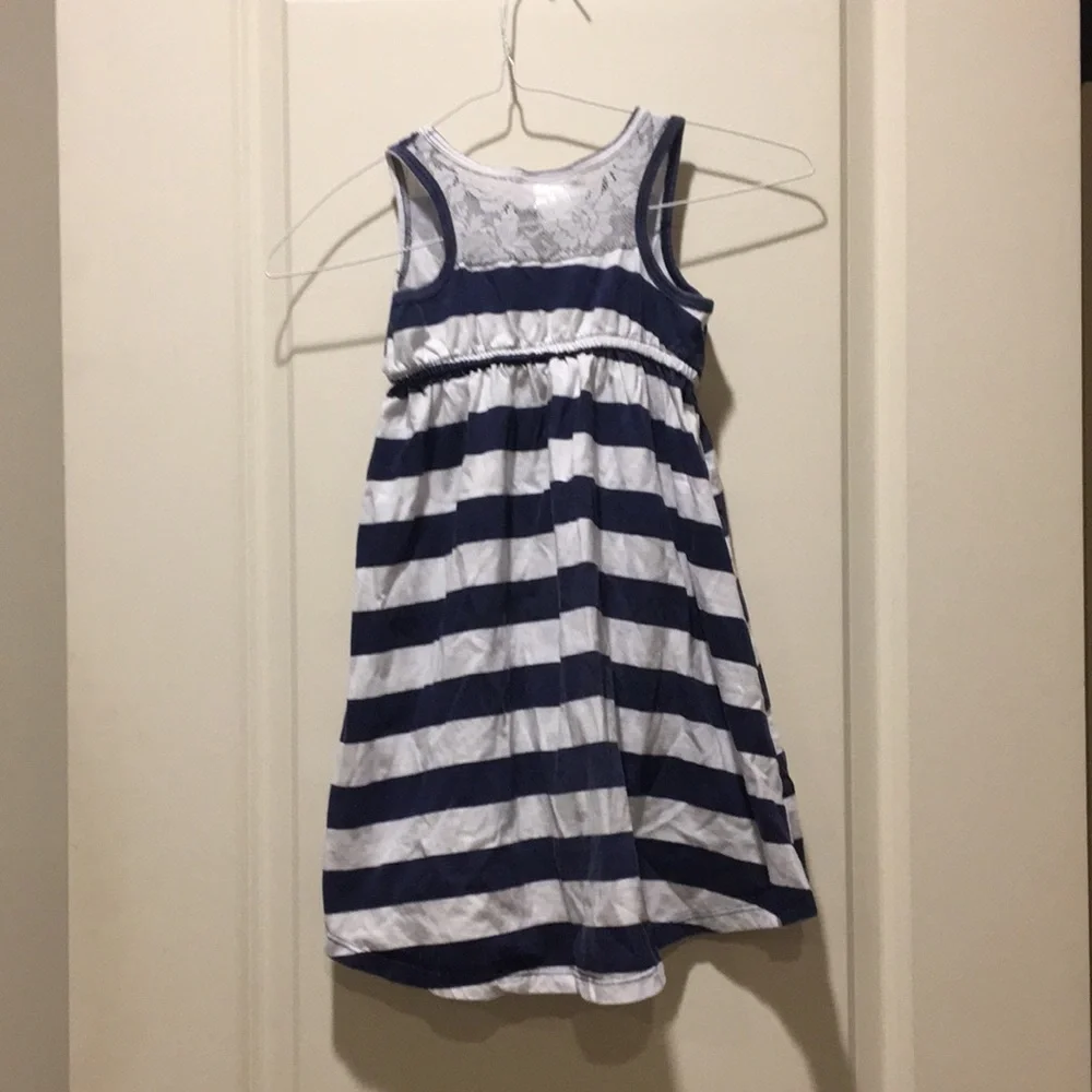 Flapdoodles girls striped sleeveless hi/lo dress rainbow heart appliqué size 5